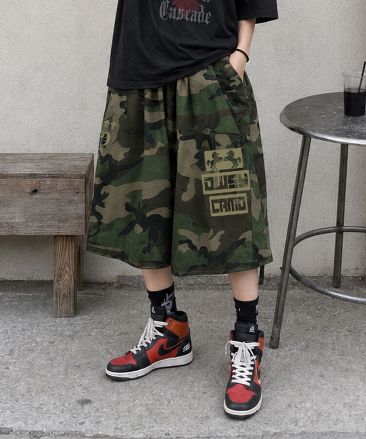 드로우시(DROWSY) DW DRSY CAMO 투턱 버뮤다 팬츠