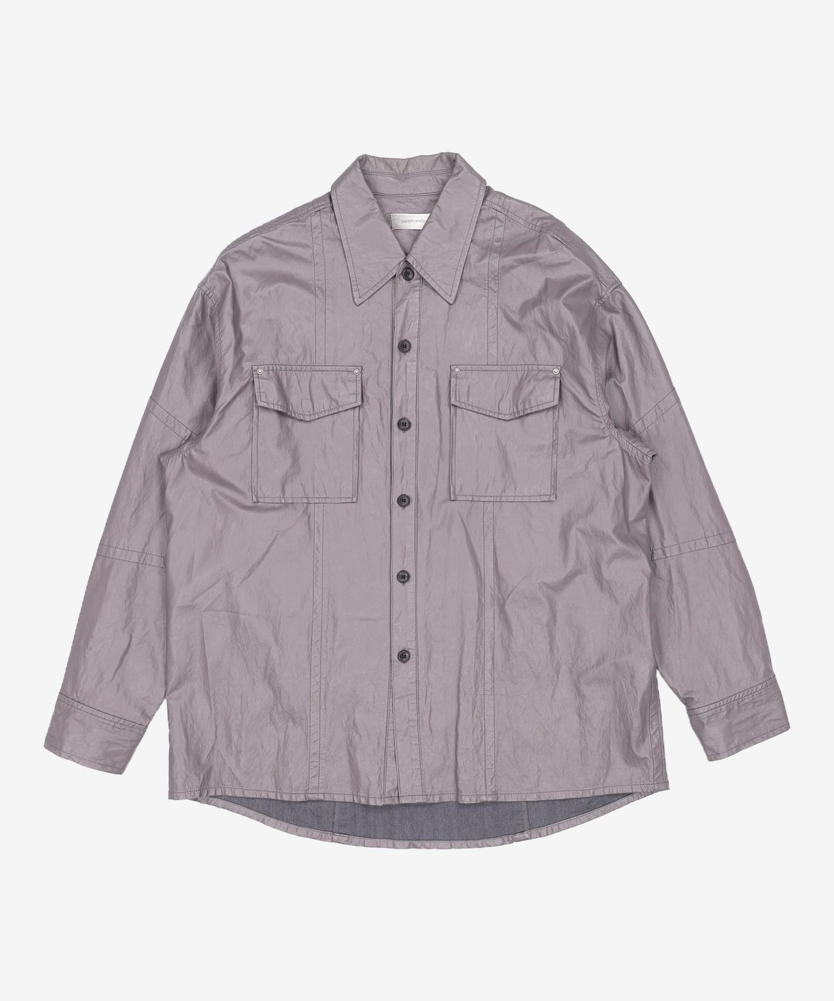 메종미네드(MAISON MINED) LEATHER SECTION SHIRTS GREY M