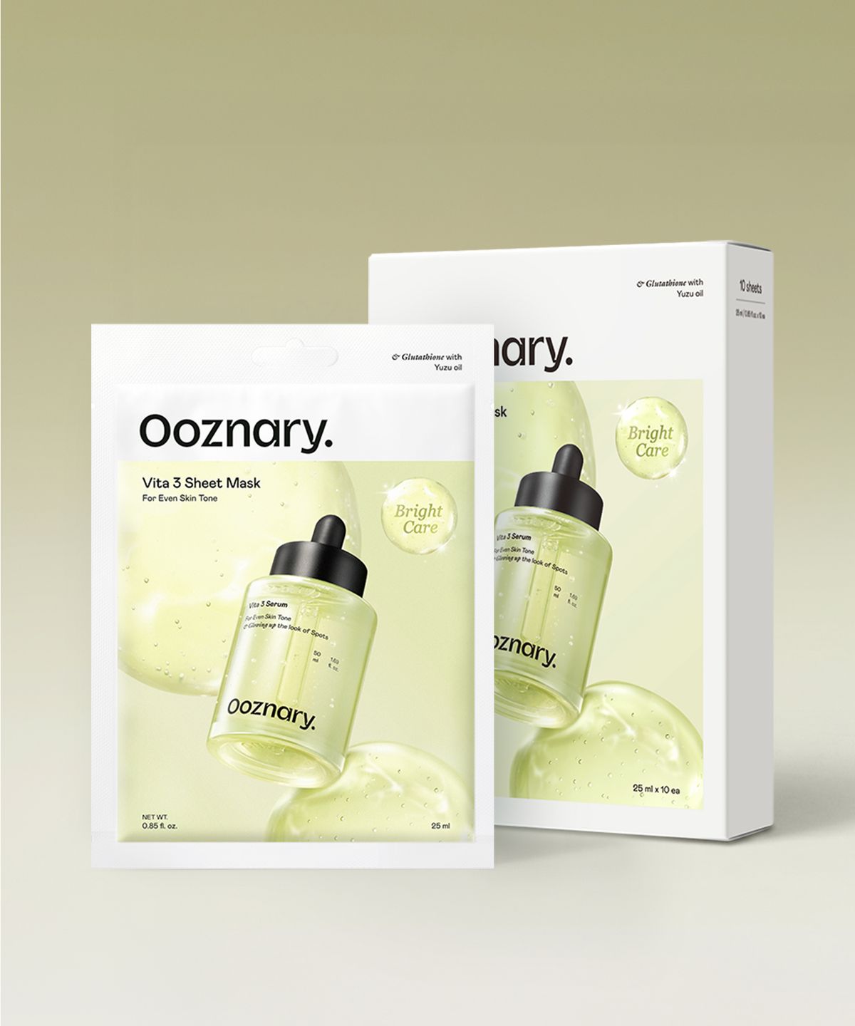 오우즈너리(OOZNARY) [10매] 고농축 비타3 광채 세럼 시트 마스크 25ml,  1box