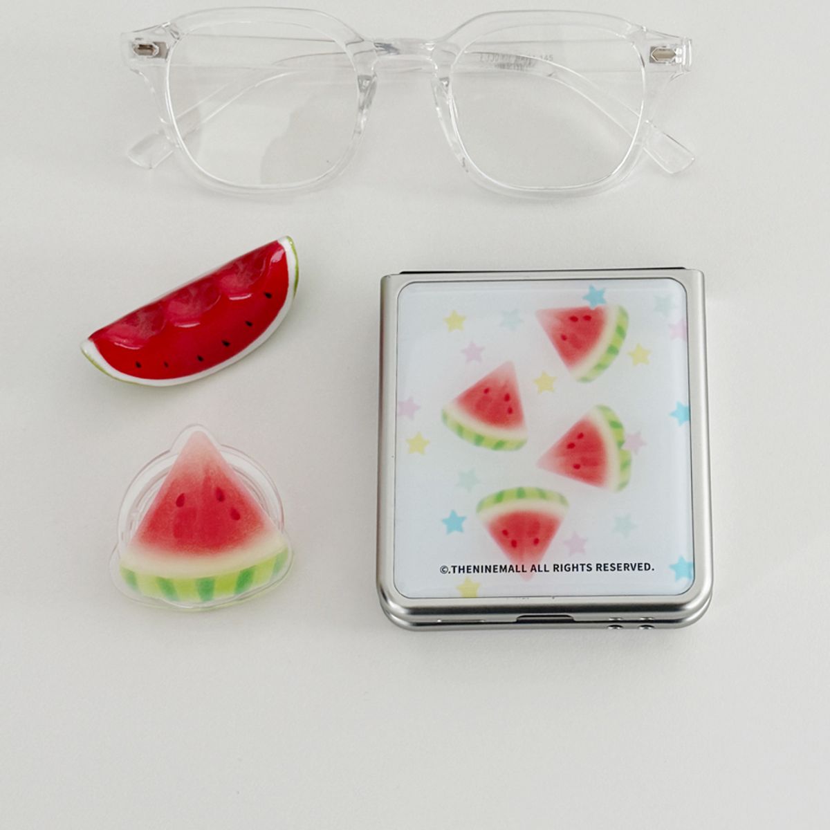 더나인몰(THE NINEMALL) watermelon sparkle Z플립 실버 에폭시 범퍼케이스