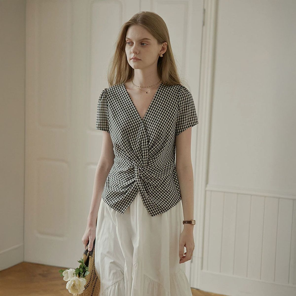 프라우드 마리(PROUD MARY) PM_Twist gingham blouse