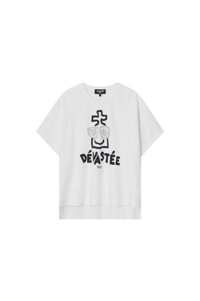루즈핏 반팔 그래픽 티셔츠 (ZSFDVTP20WHT)