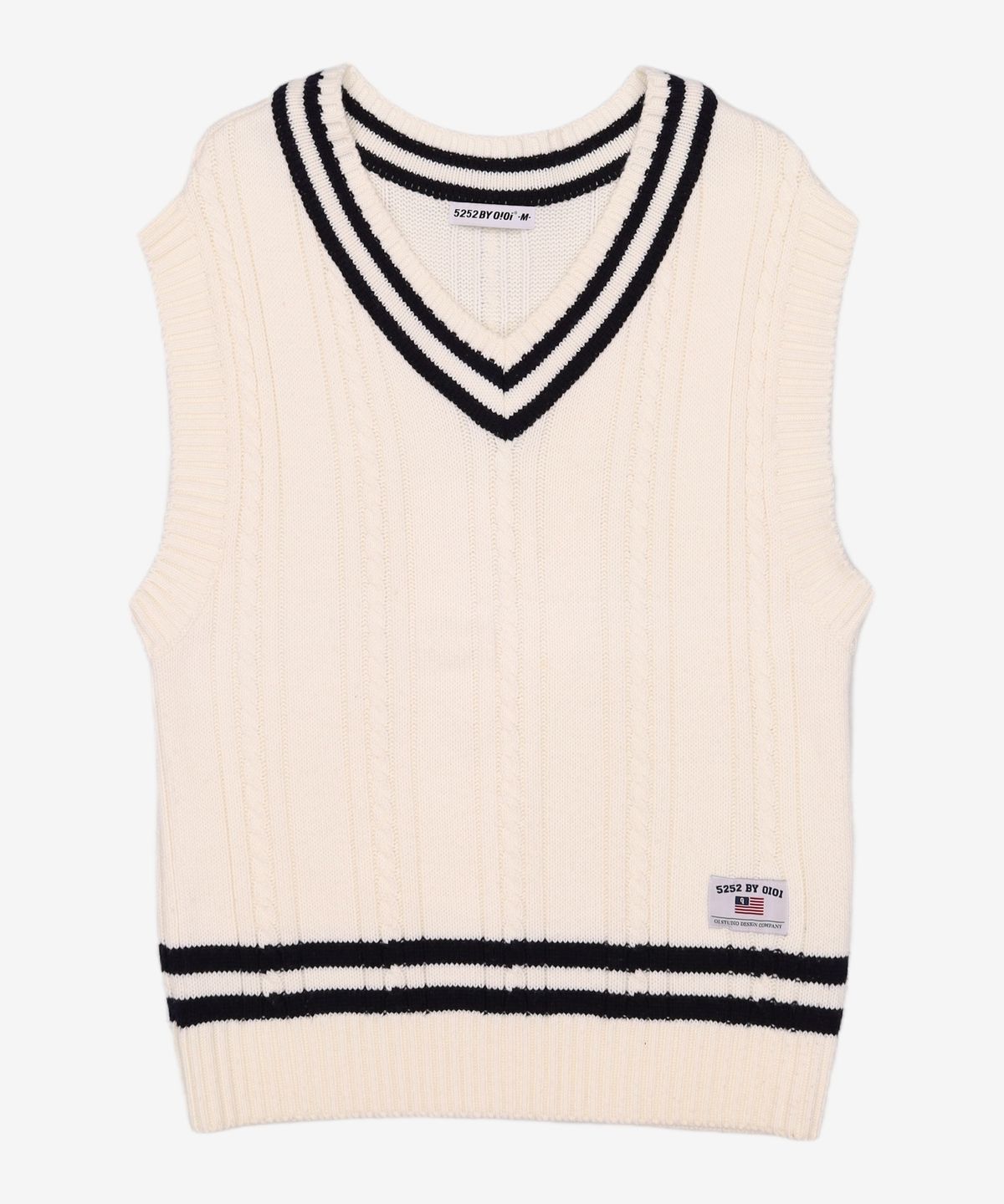 오아이오아이 컬렉션(OIOI COLLECTION) V NECK CABLE KNIT VEST [IVORY] M
