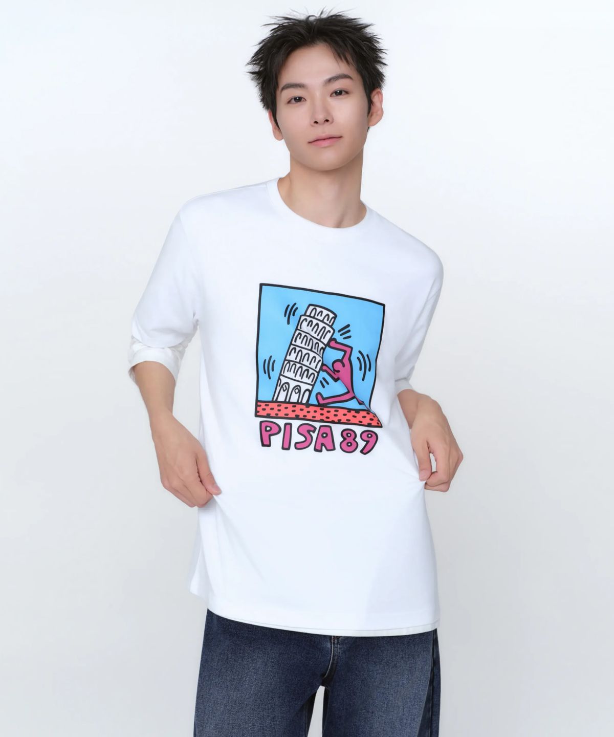 무신사 스탠다드(MUSINSA STANDARD) [키스 해링 컬렉션] Pisa 89 티셔츠 [화이트]