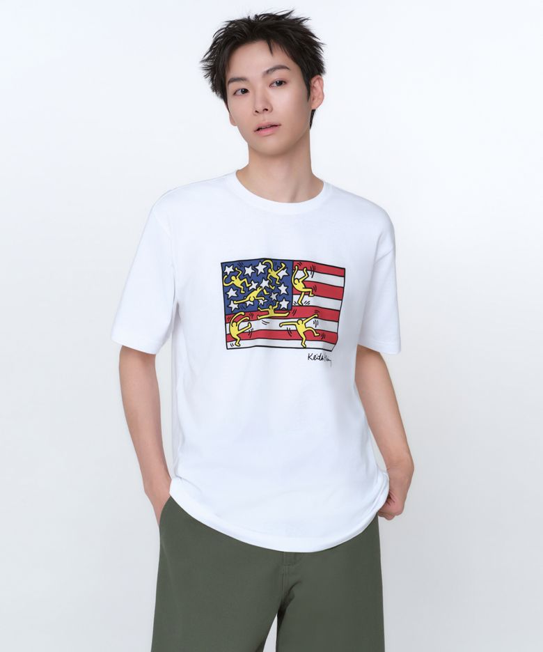 [키스 해링 컬렉션] American Flag 티셔츠 [화이트]