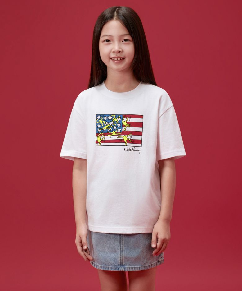 [키스 해링 컬렉션] American Flag 티셔츠 [화이트]