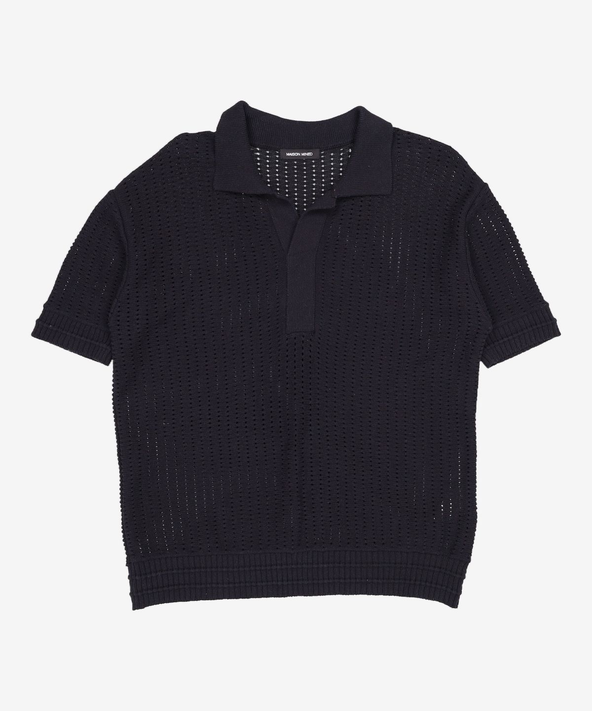 메종미네드(MAISON MINED) SAINT BLACK KNIT HALF SHIRTS M