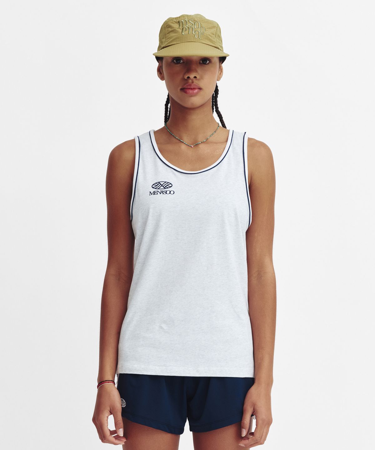 미나수(MENASOO) Signature Double Binding Sleeveless Top_Melange