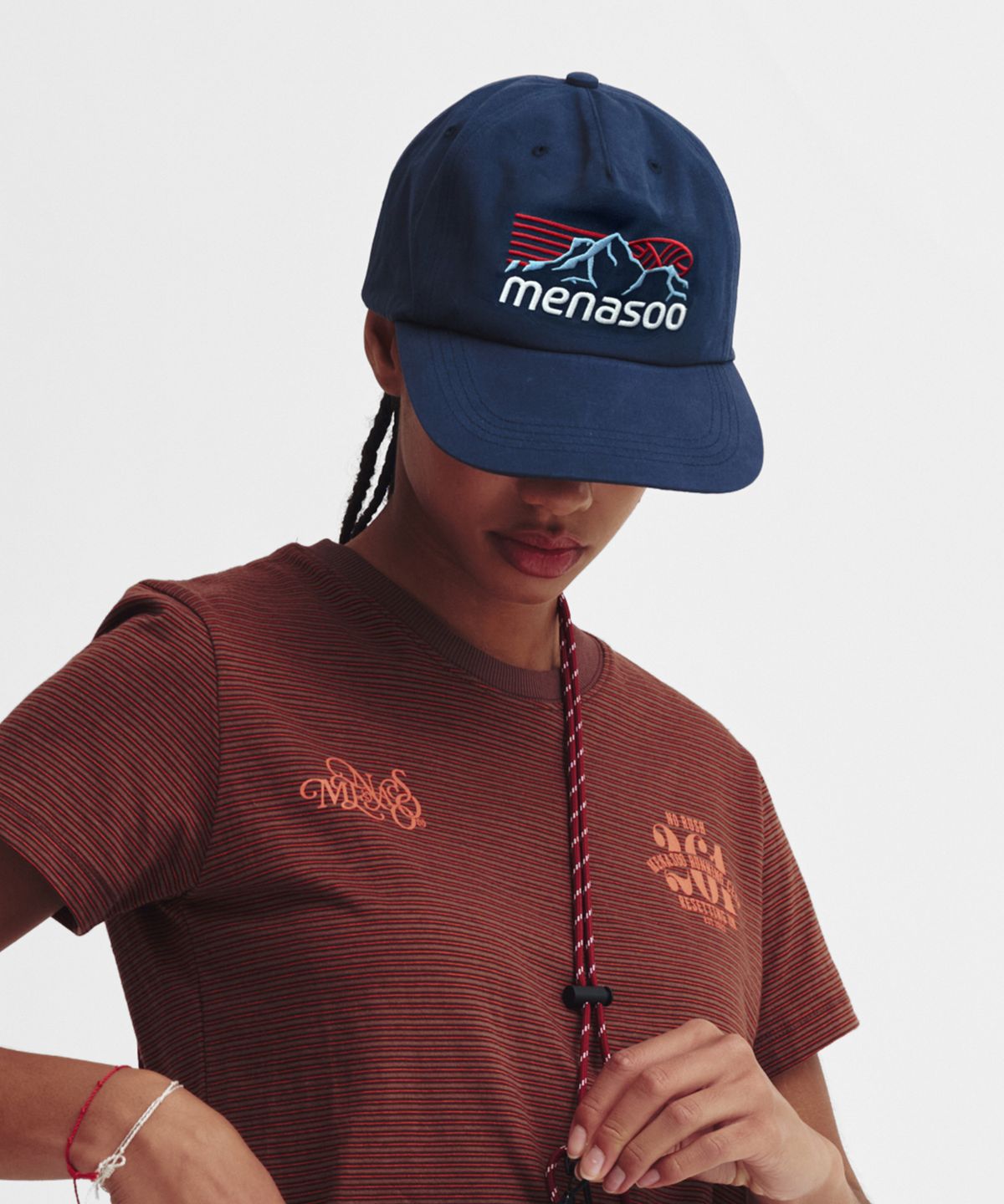 미나수(MENASOO) Mountain Logo Cotton Cap_Navy