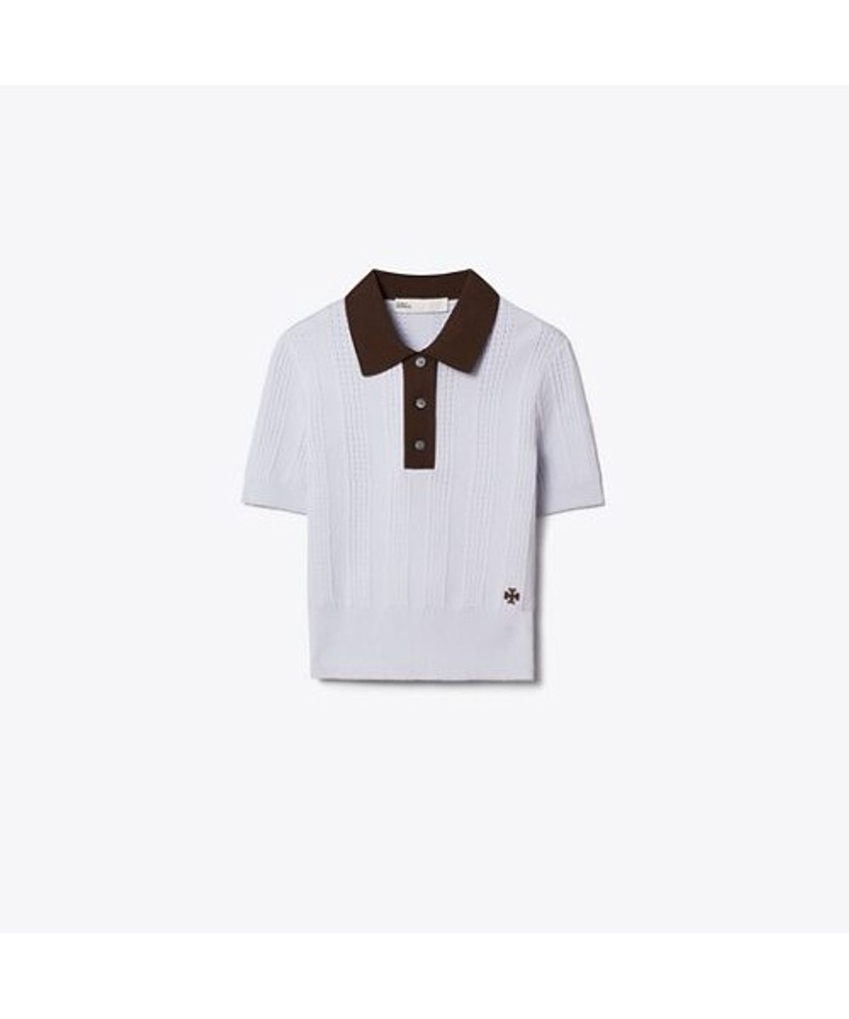 토리버치(TORYBURCH) 코튼 포인텔 폴로 스웨터 - 블루 / 브라운