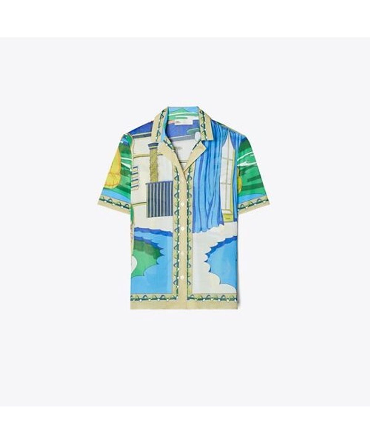 토리버치(TORYBURCH) 프린티드 캠프 셔츠 - 더 풀 블루