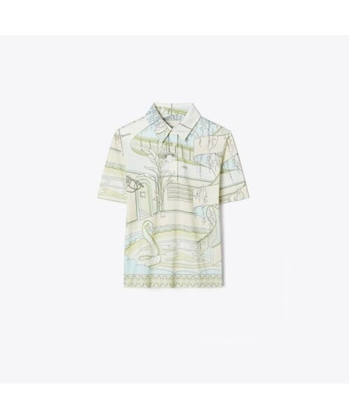 토리버치(TORYBURCH) 프린티드 코튼 폴로 - 더 풀 베이지