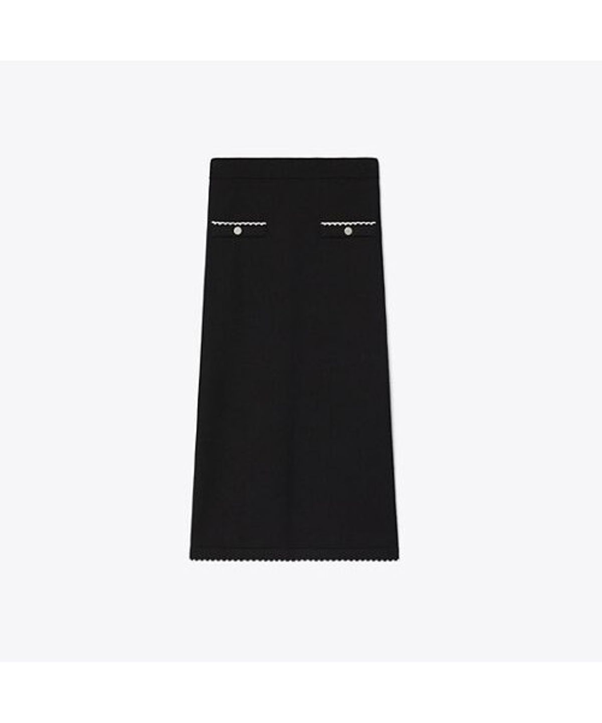 토리버치(TORYBURCH) 울 스캘럽 스커트 - 블랙 / 뉴 아이보리