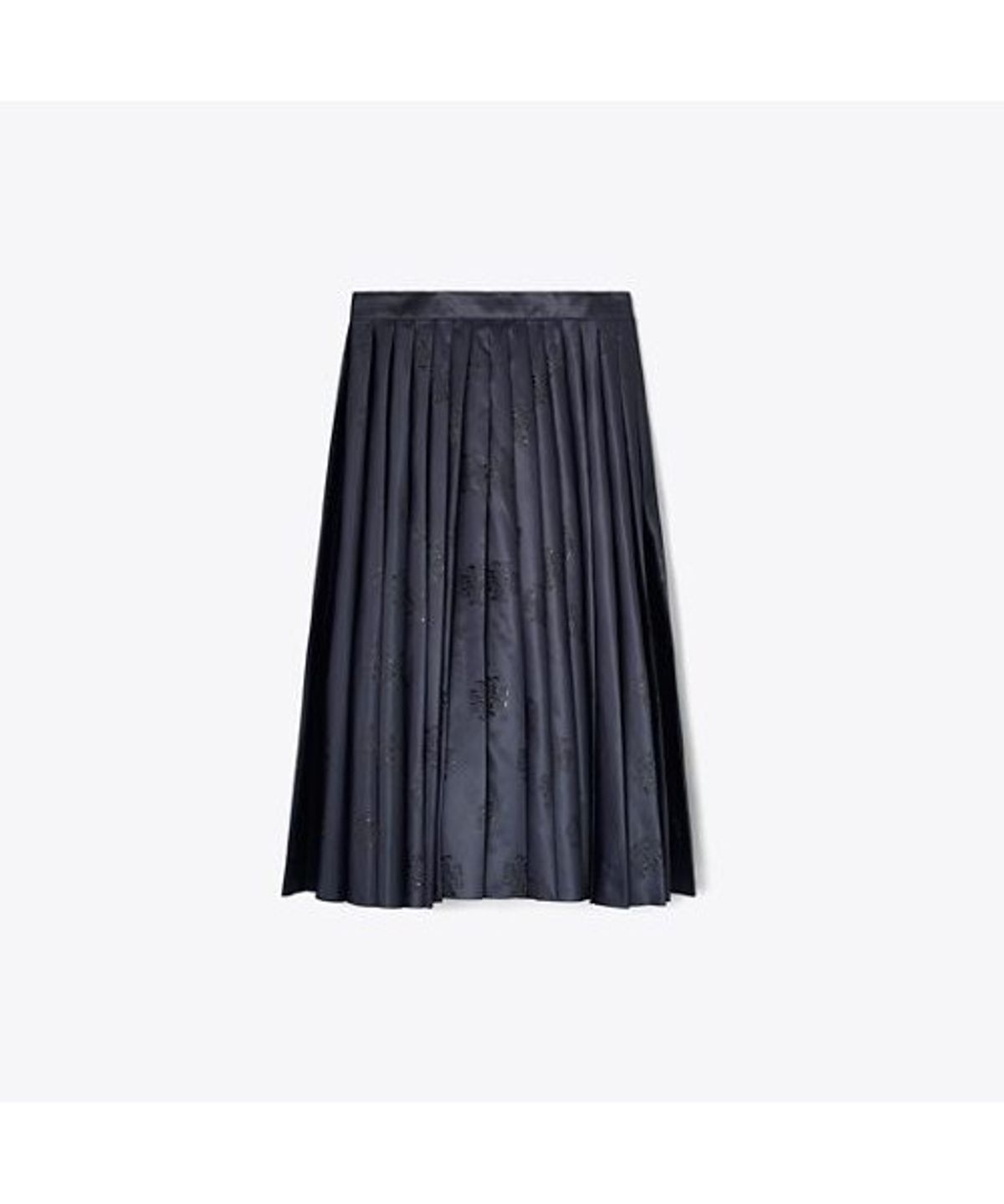 토리버치(TORYBURCH) 티 모노그램 나일론 플리츠 스커트 - 미디움 네이비