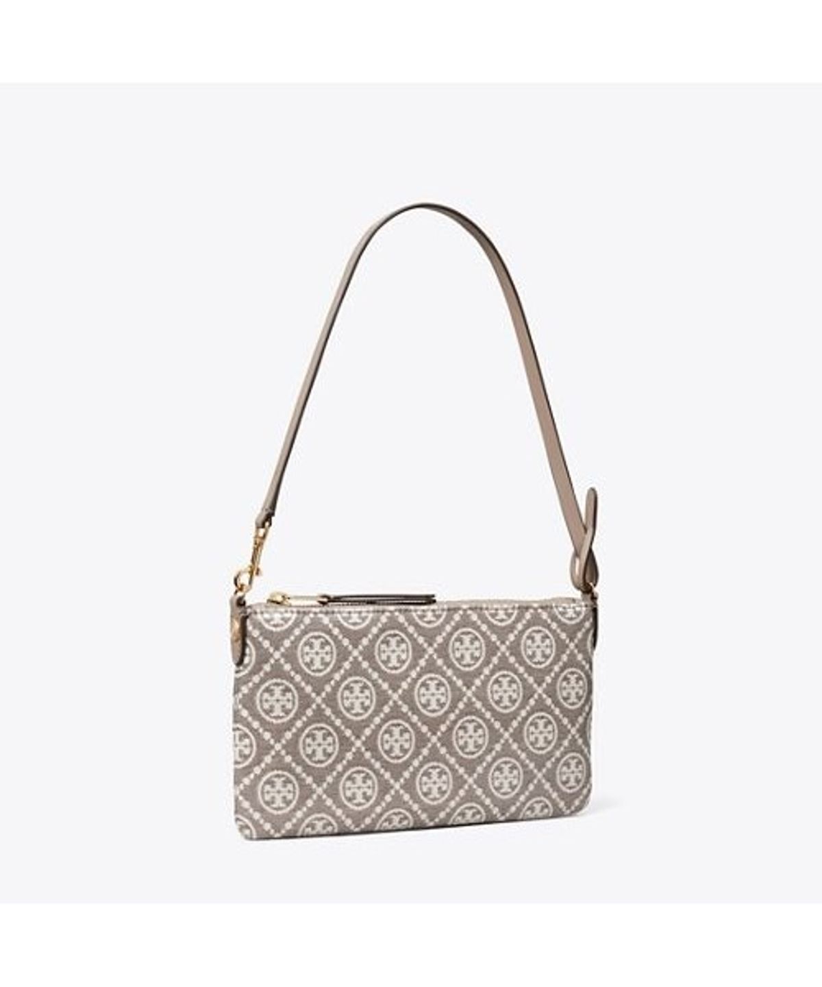 토리버치(TORYBURCH) 티 모노그램 코티드 자카드 포쉐트 - 차콜