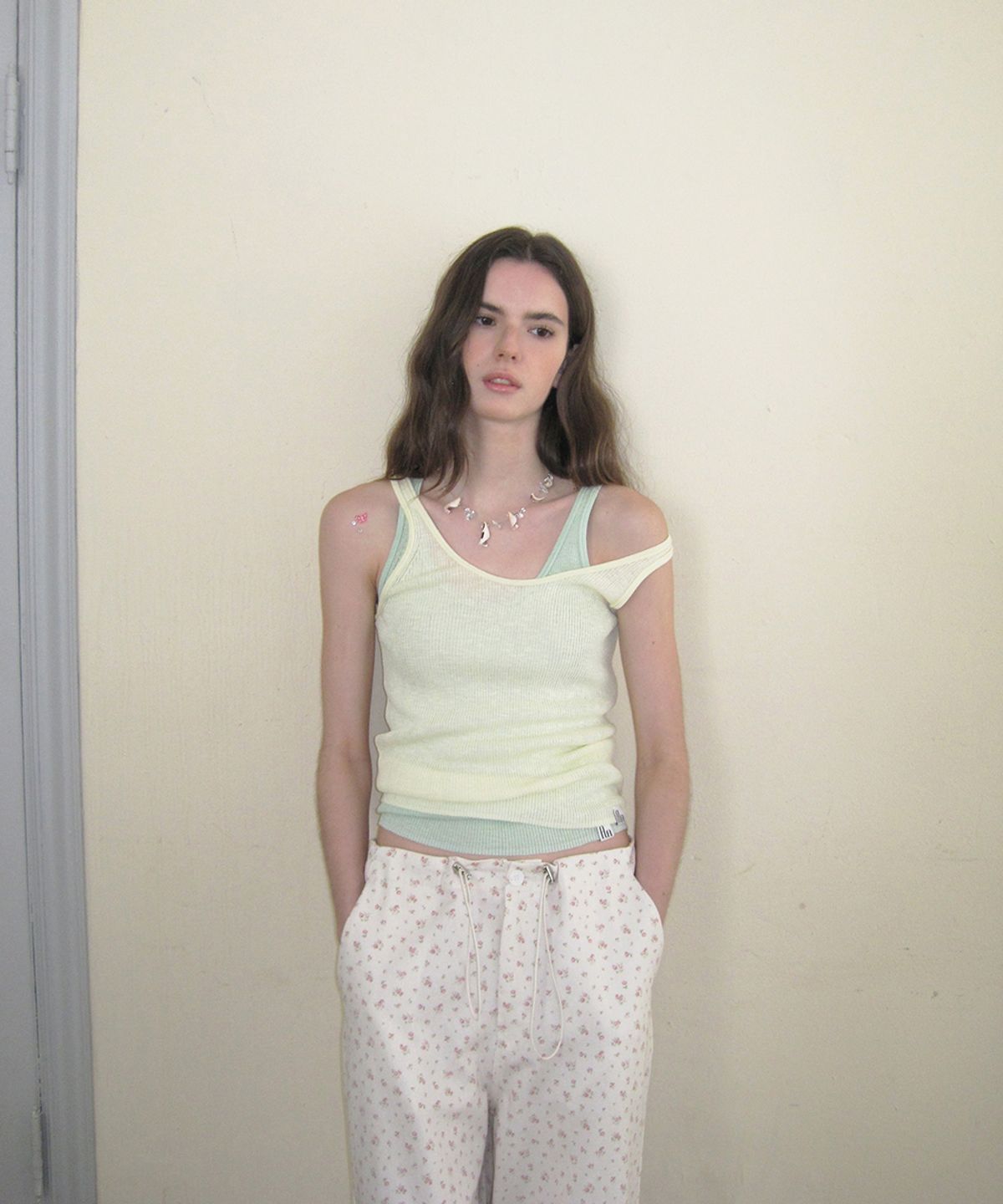 어패럴아카이브(APPAREL ARCHIVE) Halo layered knit sleeveless - Yellow