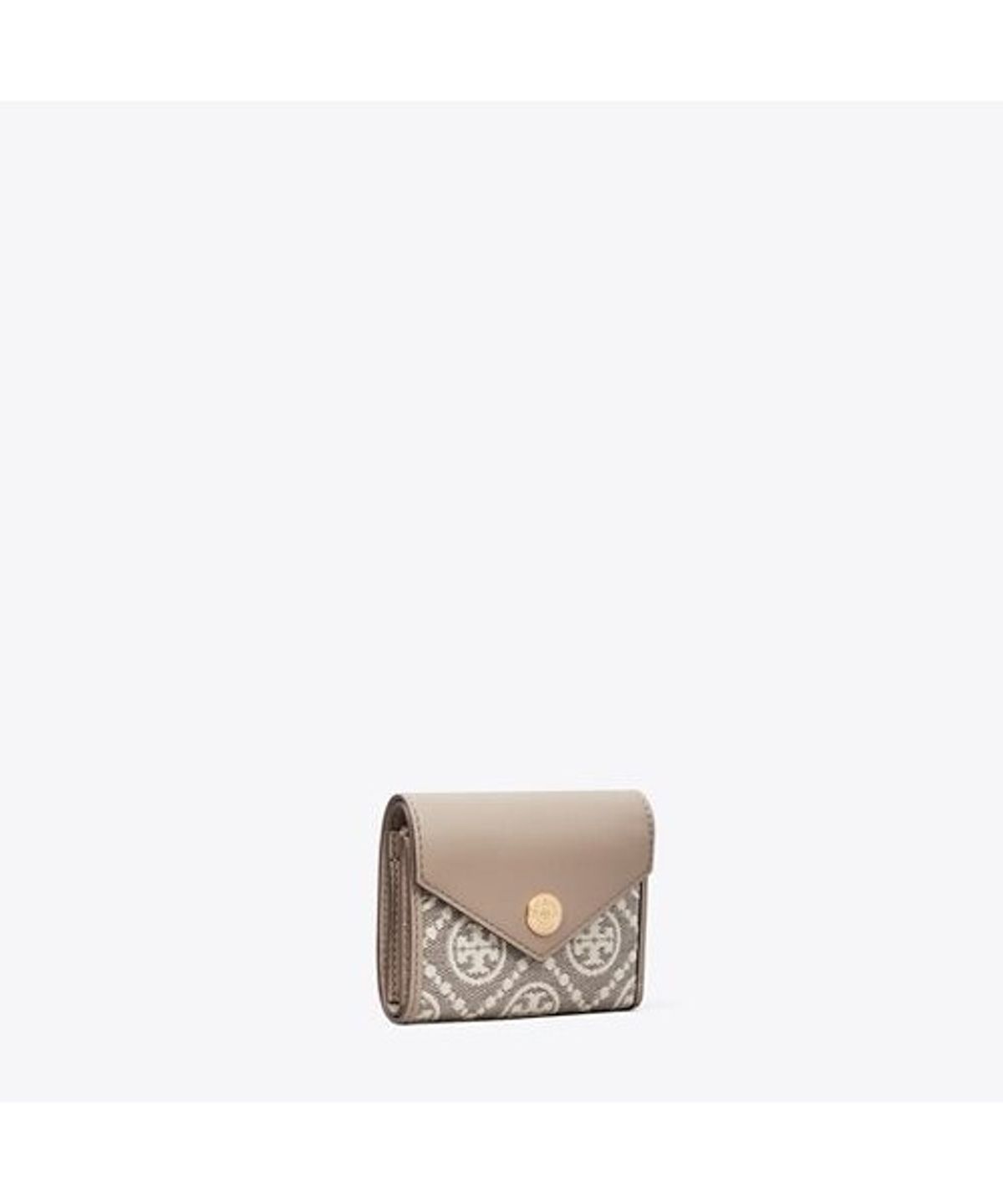 토리버치(TORYBURCH) 티 모노그램 코티드 자카드 엔벨로프 스몰 월렛 - 차콜