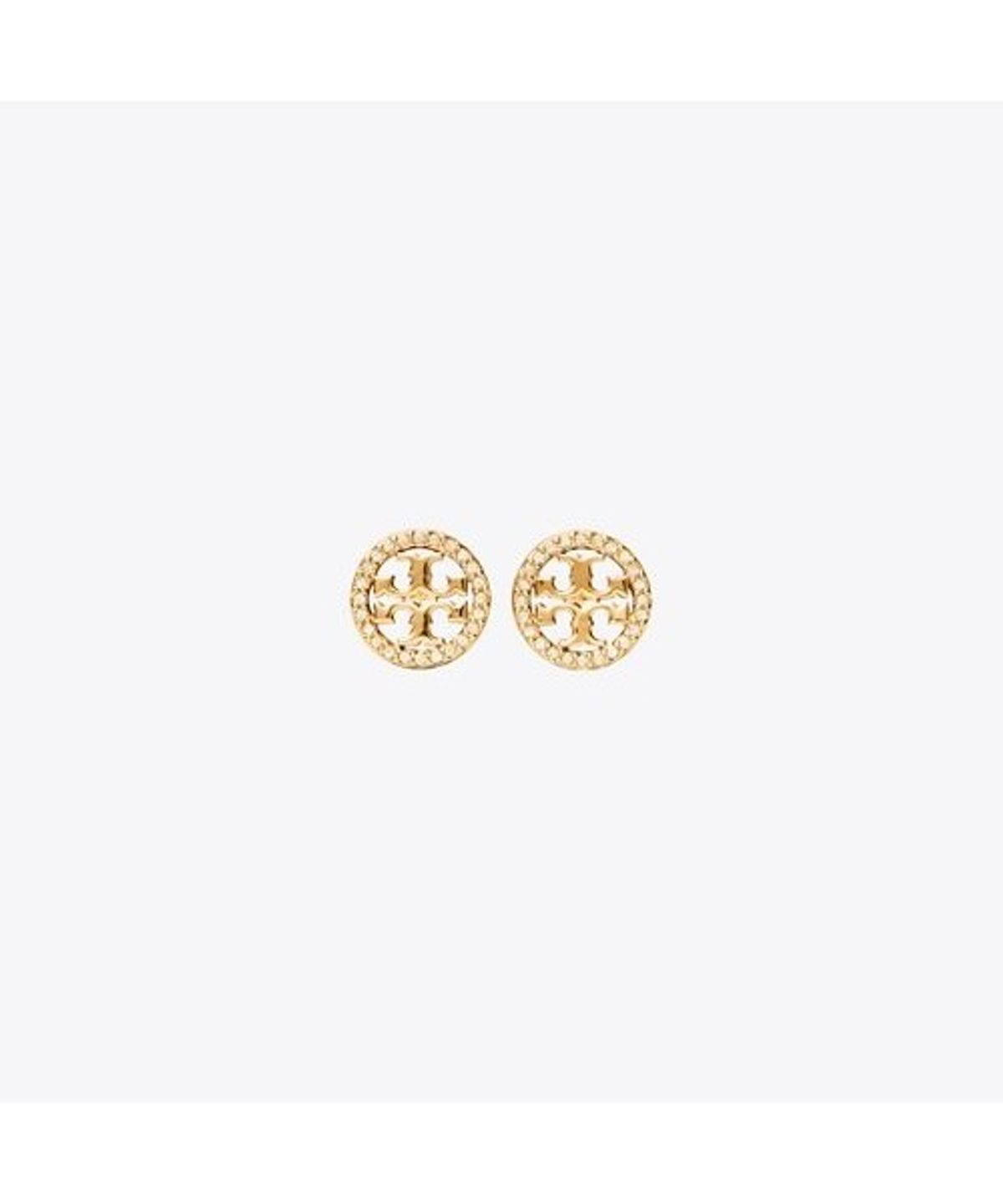 토리버치(TORYBURCH) 아이콘 파베 서클 스터드 이어링 - 토리 골드 / 크리스탈
