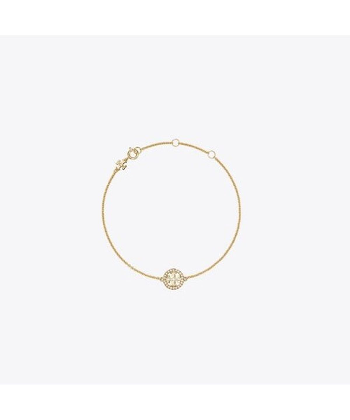 토리버치(TORYBURCH) 델리케이트 아이콘 파베 체인 브레이슬릿 - 토리 골드 / 크리스탈