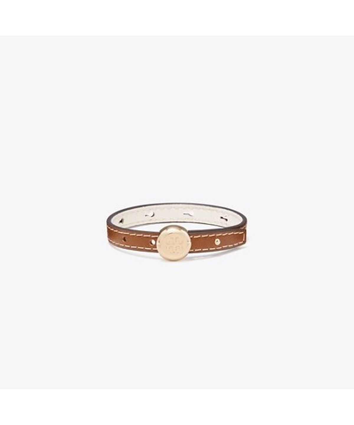 토리버치(TORYBURCH) 아이콘 레더 브레이슬릿 - 라이트 브라스 / 에이지 탄