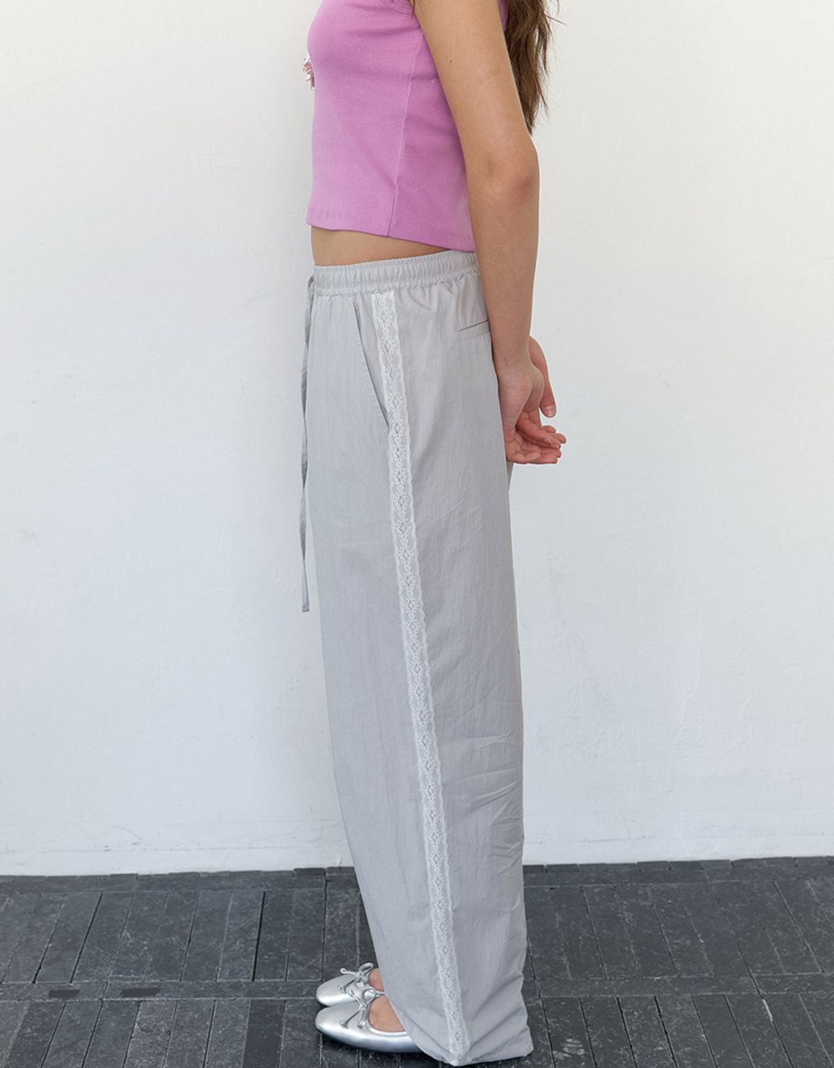 카인더베이비(KINDABABY) lace line nylon pants - blue gray