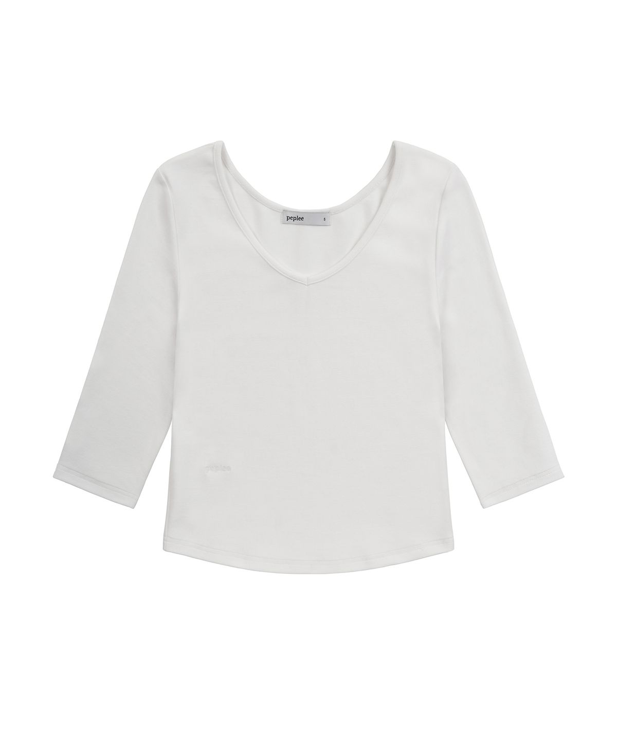 페플리(PEPLEE) V-Neck 3/4 Sleeve Tee (White)