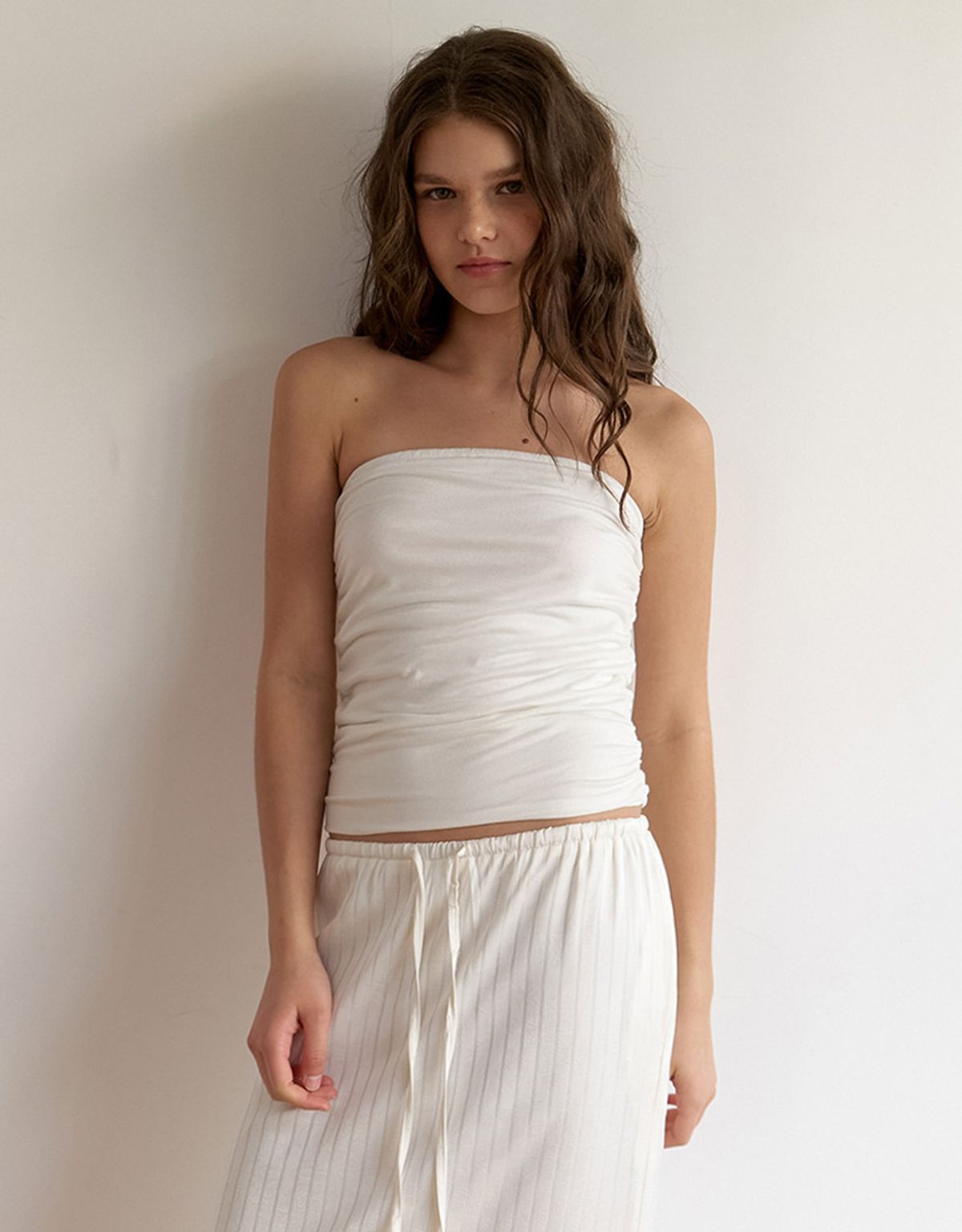 카인더베이비(KINDABABY) soft shirring tube top -  off white