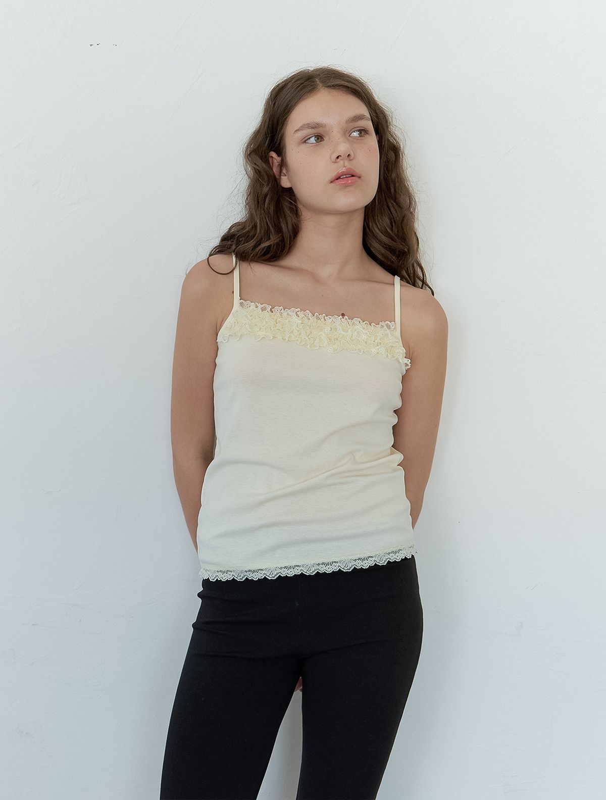 카인더베이비(KINDABABY) lace camisole top - butter cream