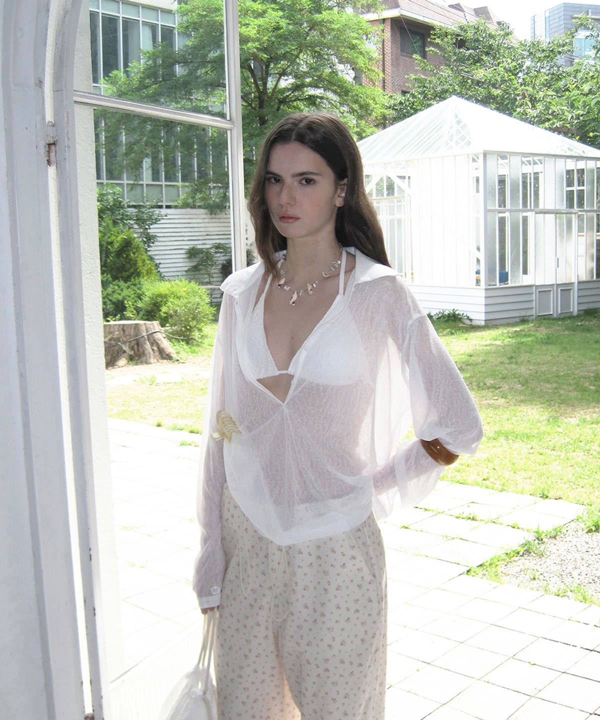 어패럴아카이브(APPAREL ARCHIVE) Veil sheer layered knit - Ivory