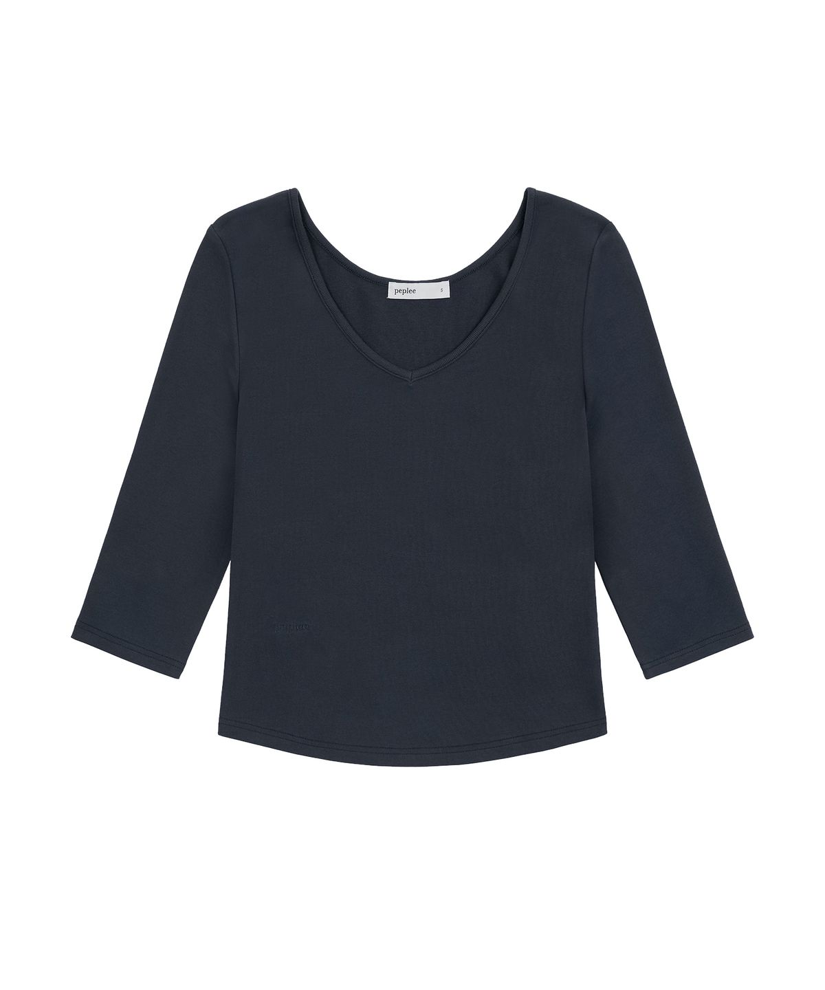 페플리(PEPLEE) V-Neck 3/4 Sleeve Tee (Navy)