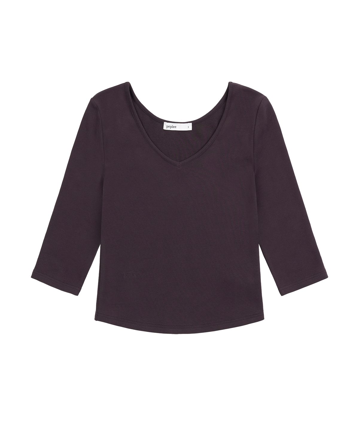 페플리(PEPLEE) V-Neck 3/4 Sleeve Tee (Purple)