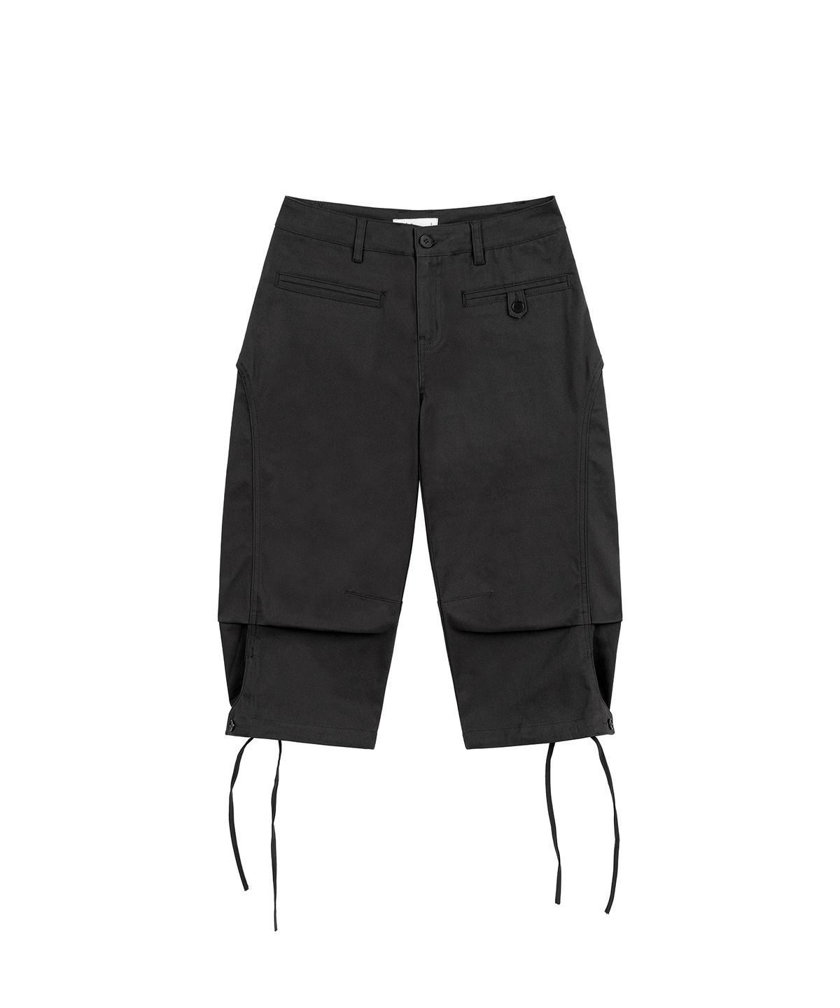 페플리(PEPLEE) Back Flap Curved Capri Pants (Black)