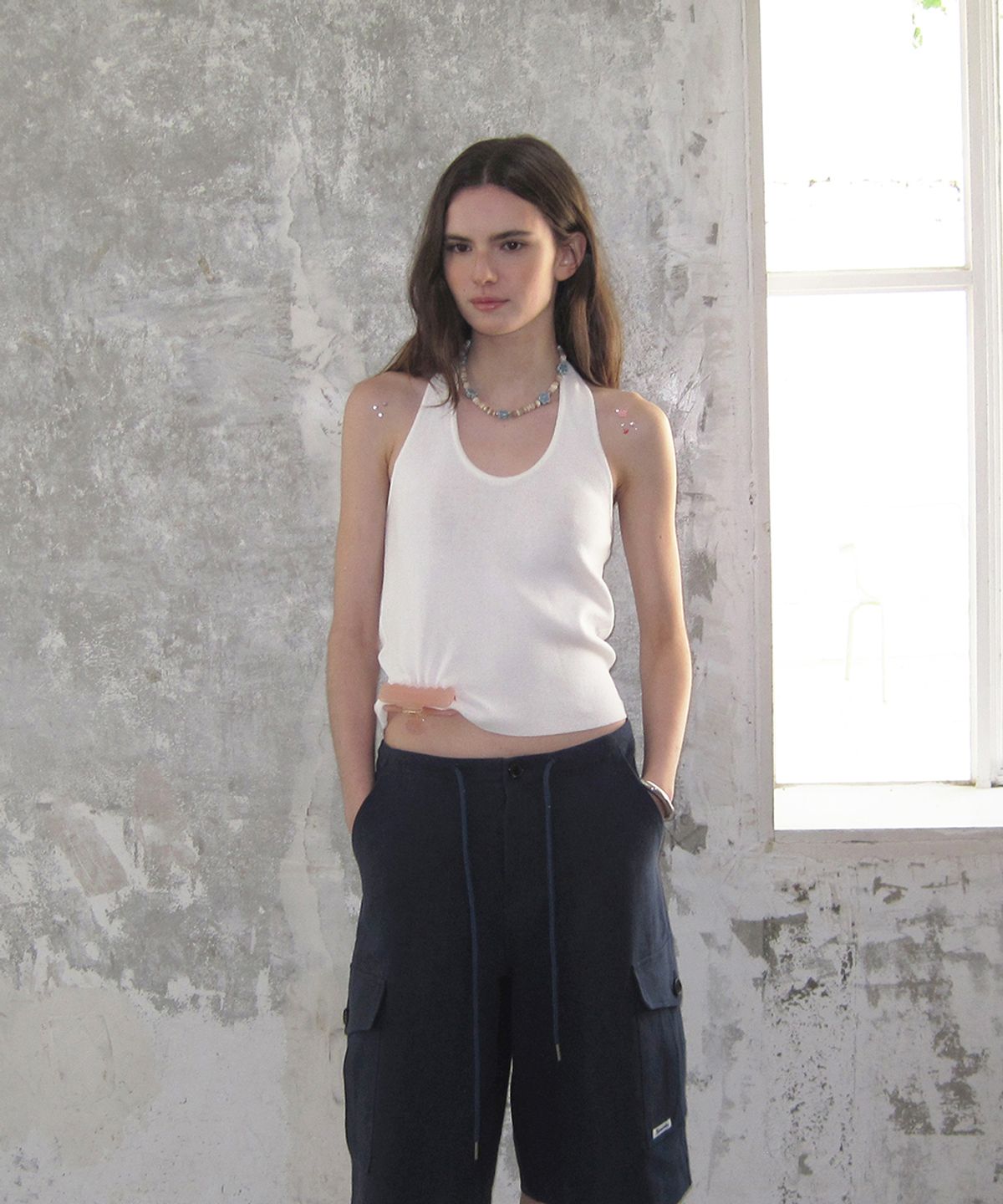 어패럴아카이브(APPAREL ARCHIVE) Ecru halter layered sleeveless - Ivory