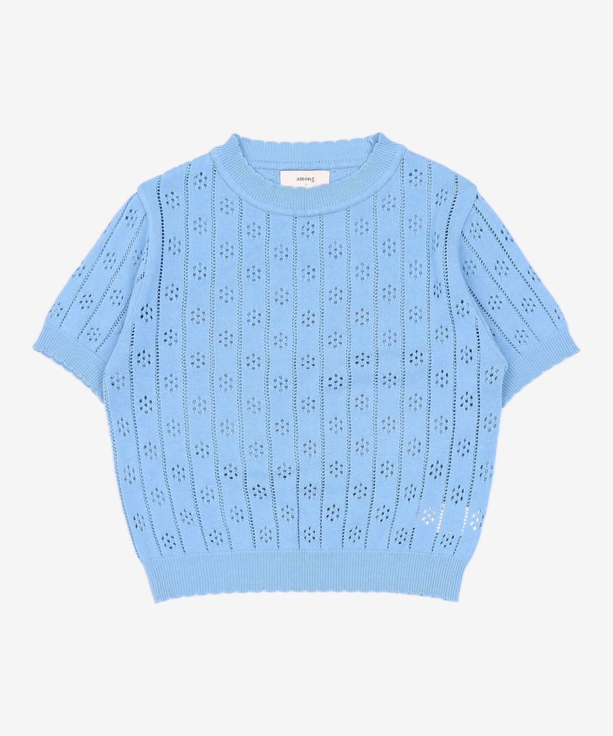 어몽(AMONG) A FLOWER SEED CROCHET KNIT TOP_BLUE S