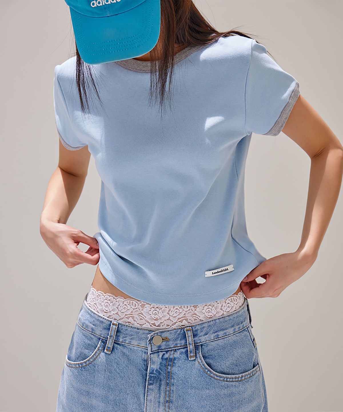 런던다다(LONDONDADA) Essential Ringer T-Shirt, SKY