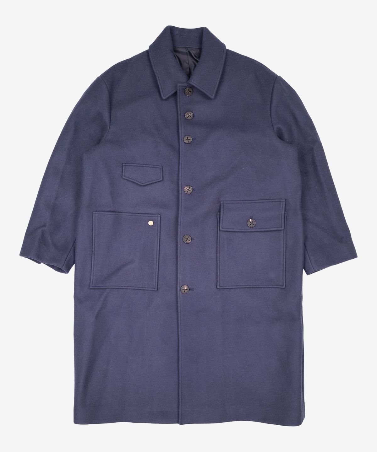애드오프(ADDOFF) FELT POCKET BALMACAAN COAT DARK NAVY L