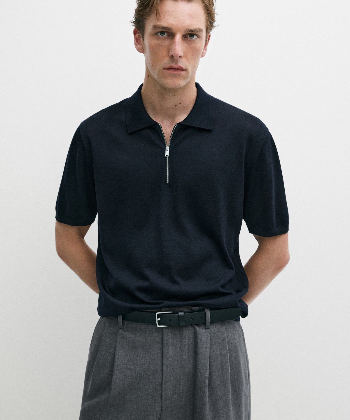 마시모두띠(MASSIMO DUTTI) 울 블렌드 지퍼 폴로 셔츠