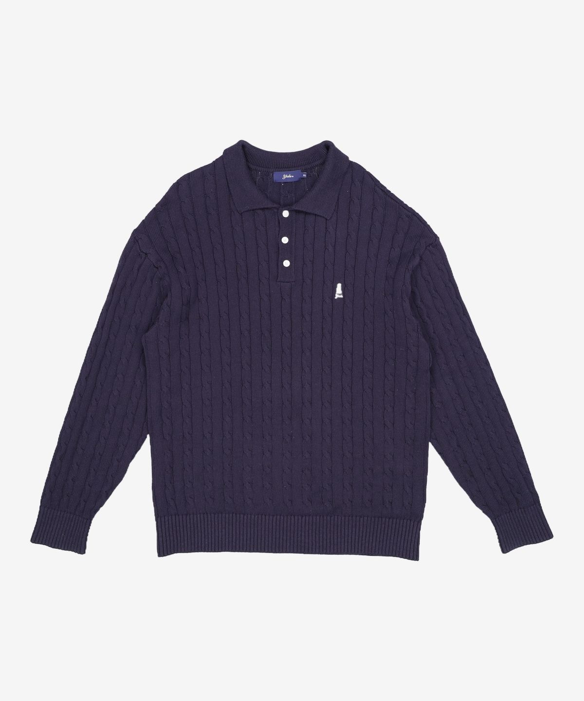 예일(YALE) [100% COTTON] HERITAGE DAN CABLE PK KNIT NAVY 4