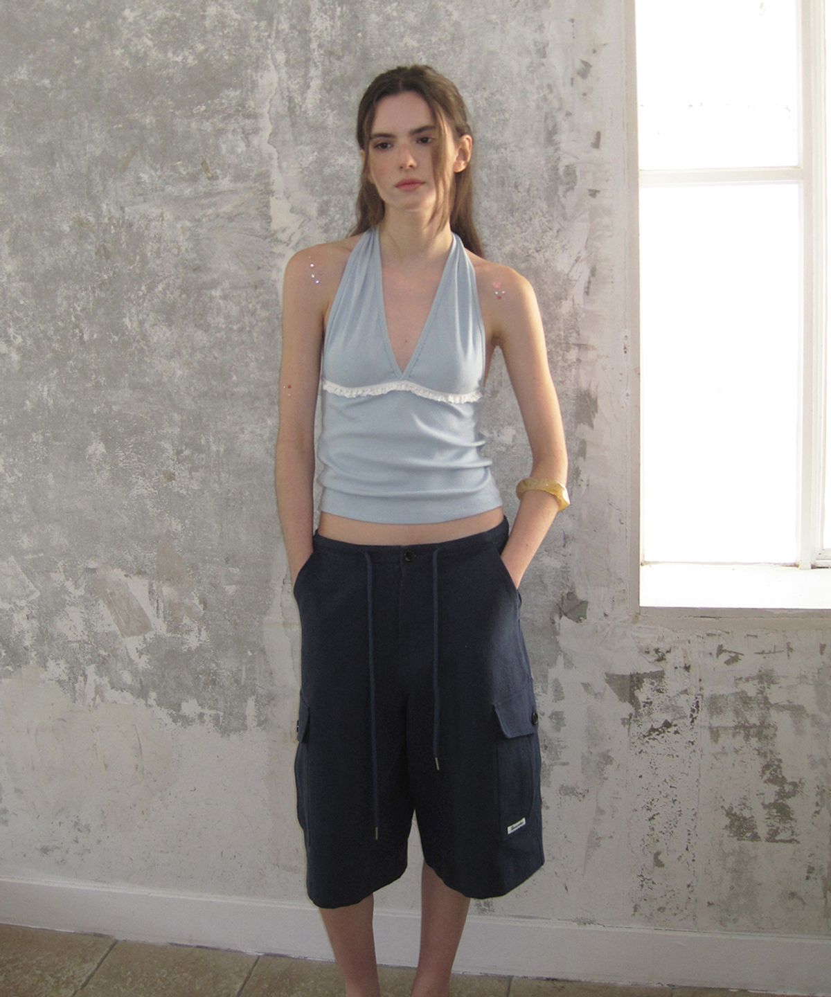어패럴아카이브(APPAREL ARCHIVE) Siena linen bermuda pants - Navy