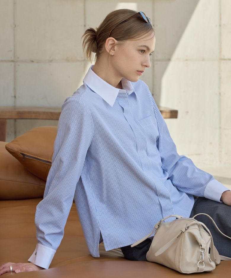 Soft Stripe Blouse_French Blue