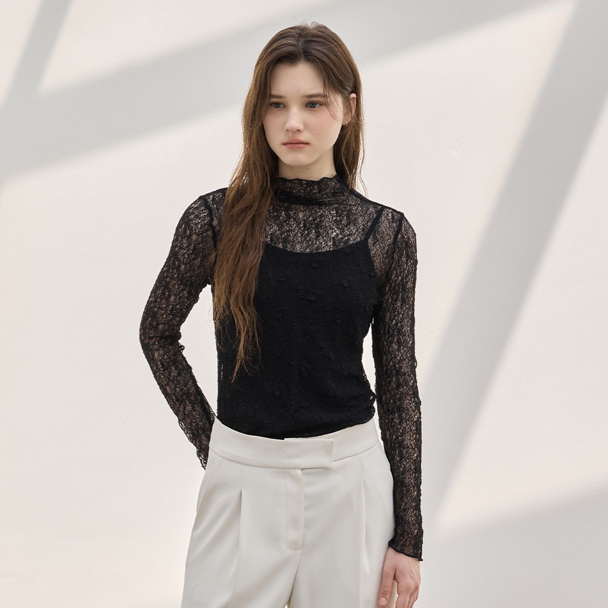 히이크(HYYK) Stretch Lace Top_Black