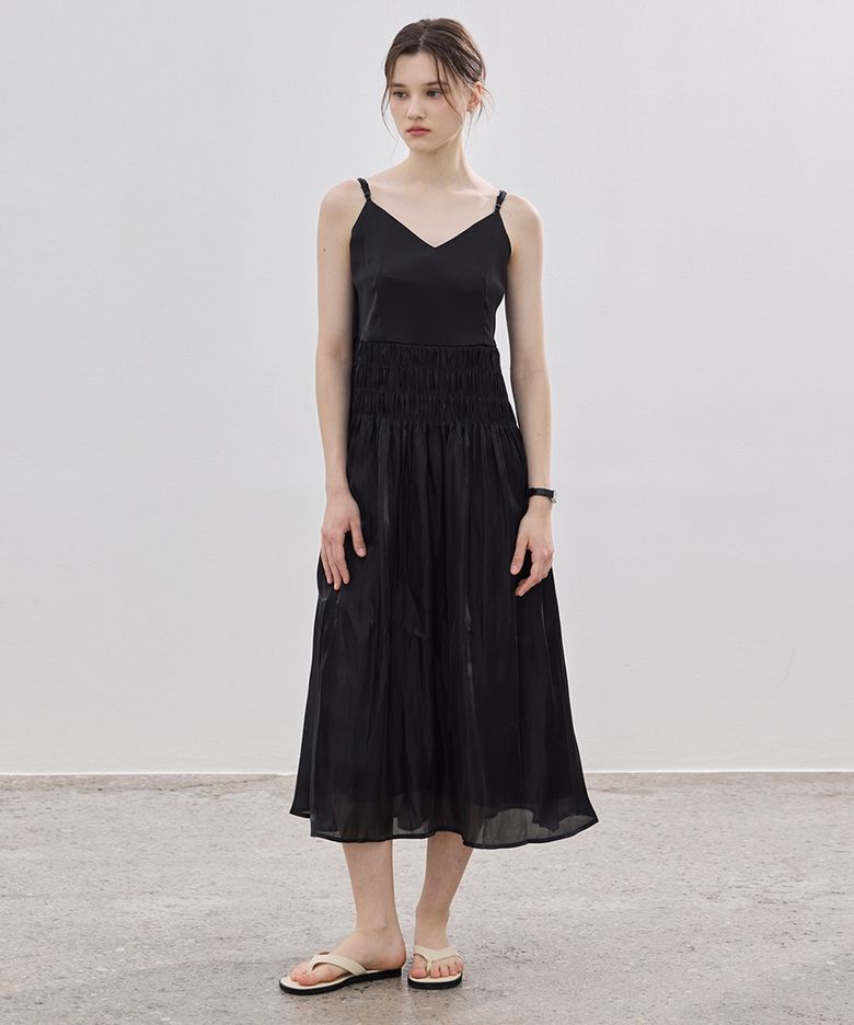 Sheer Silky Line Dress_Black