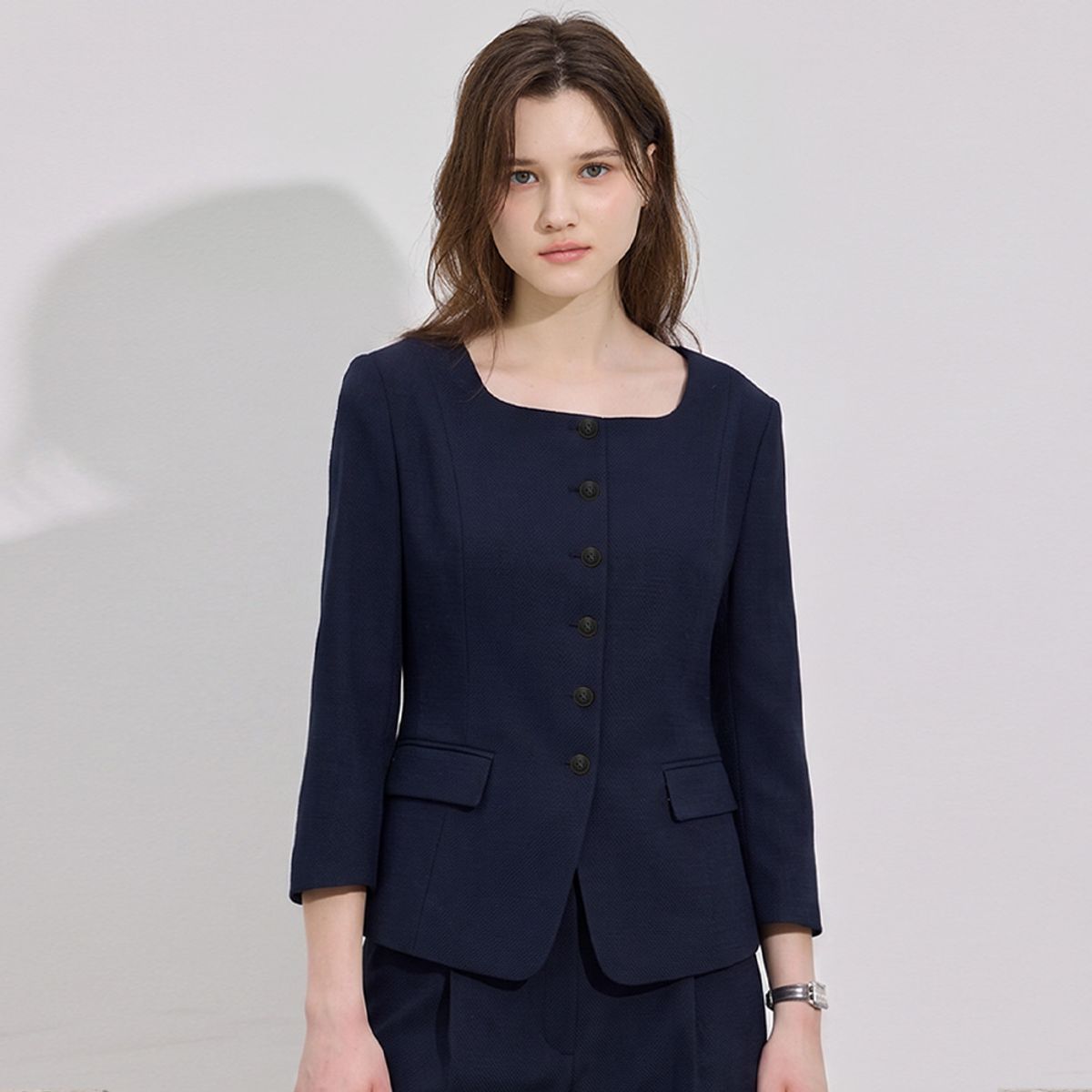 히이크(HYYK) Minimal Button Jacket_Navy