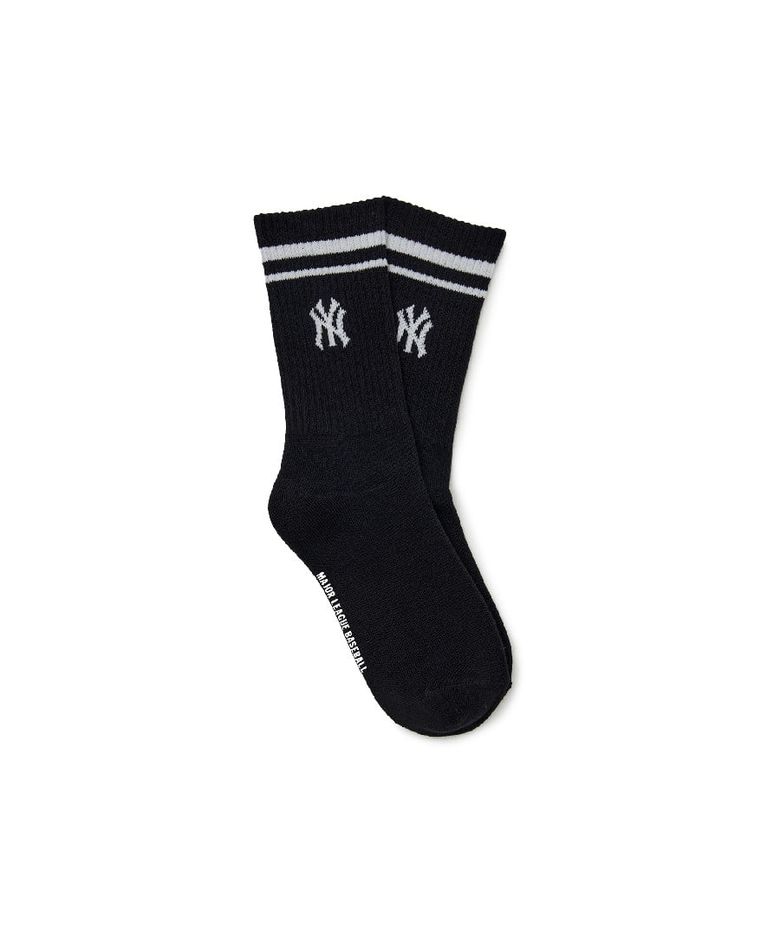 베이직 스트라이프 크루 양말 NY (Black)
