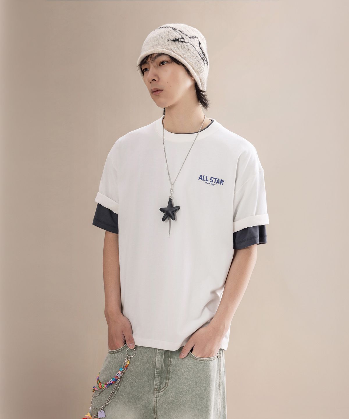 컨버스(CONVERSE) 피치드 레트로 로고 티셔츠 에그렛 MCK074-W2Y