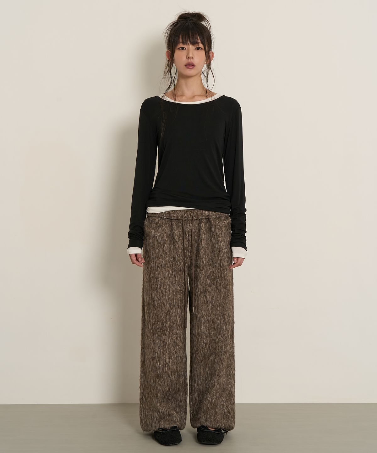페플리(PEPLEE) Brushed Hairy Pants (Brown)