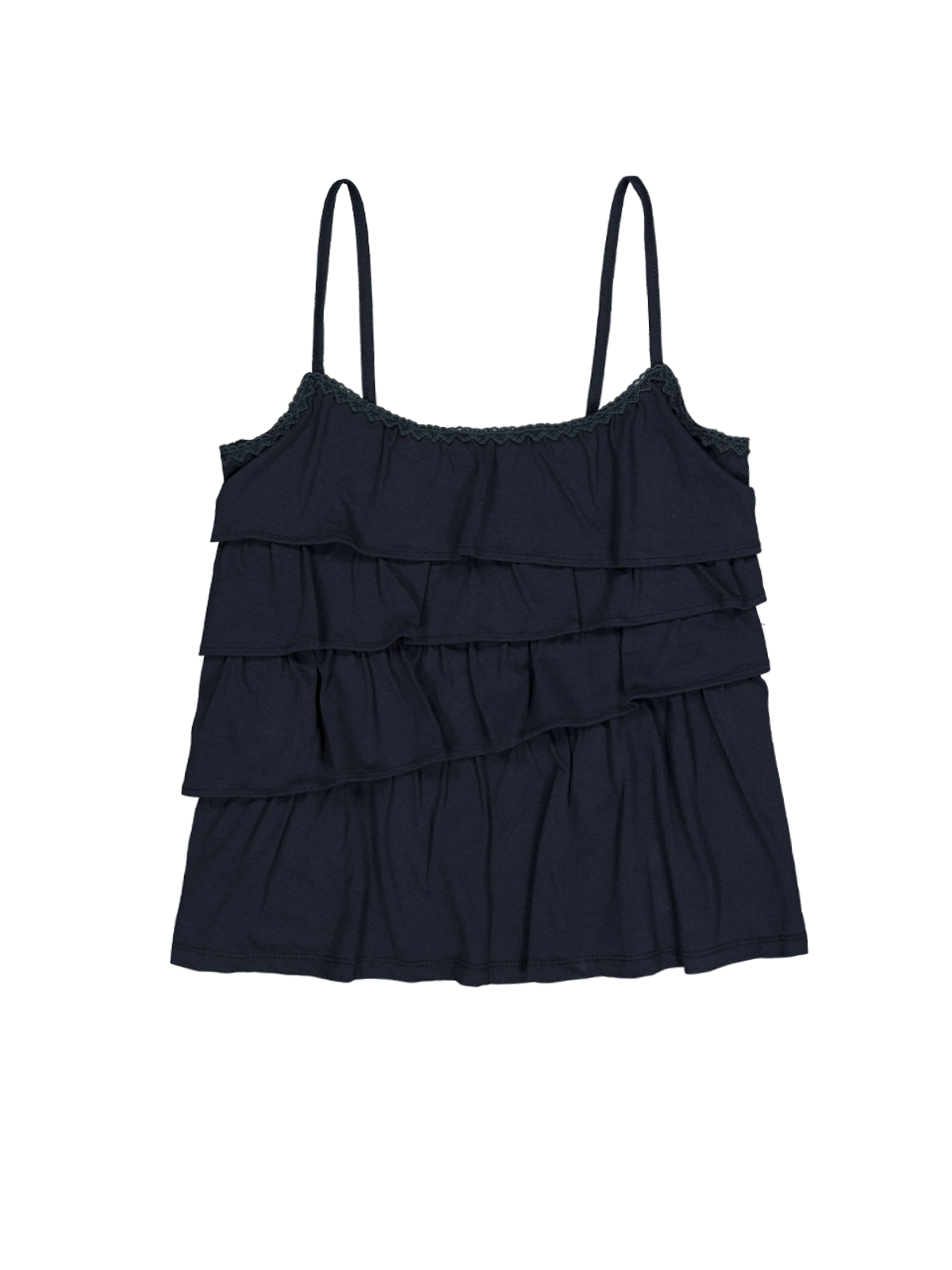 익스파이어드걸(EXPIRED GIRL) Unbalanced Frill Cami Navy