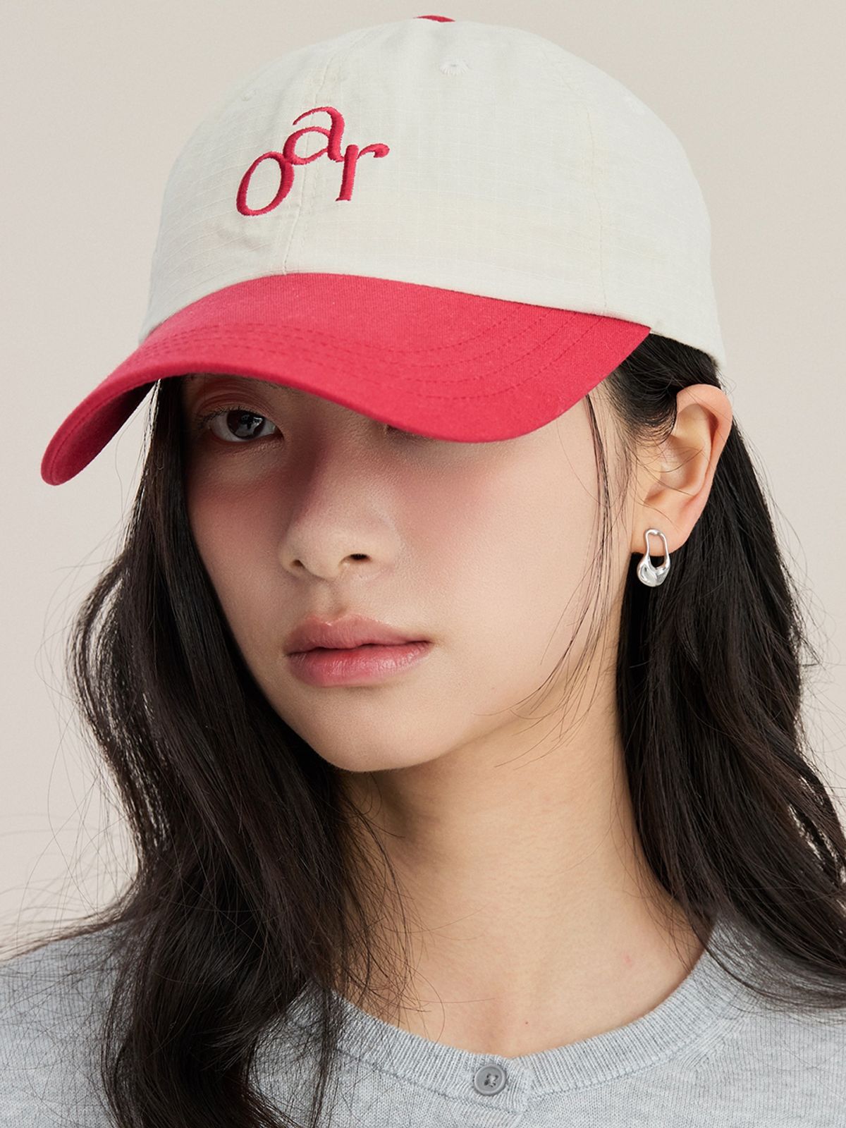 오에이알(OAR) 워시드 투톤 볼캡 [레드]
