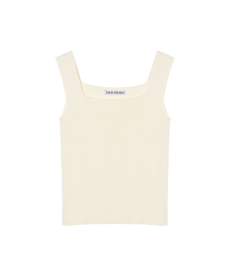 SQUARE NECK KNIT SLEEVELESS_CREAM