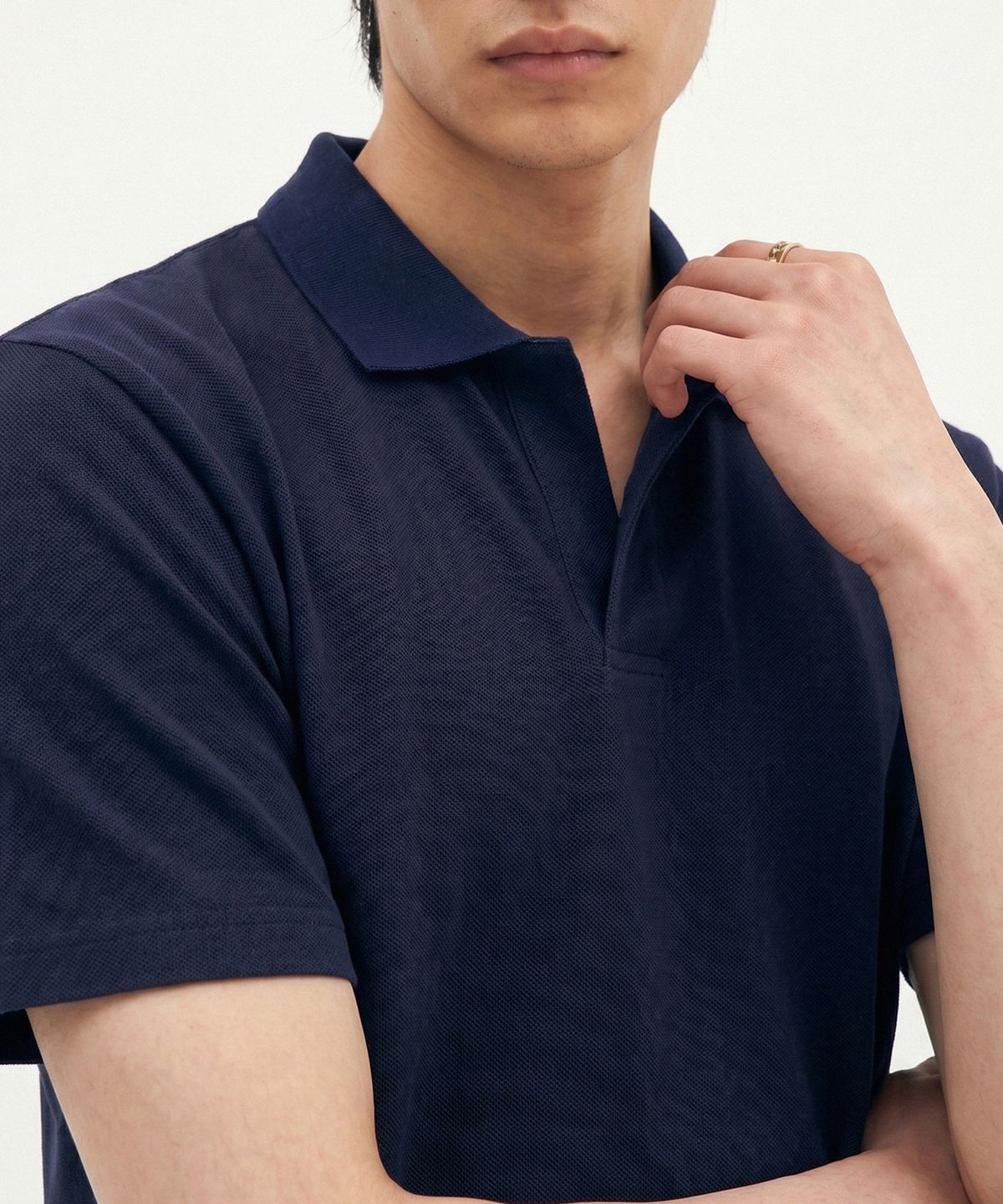 피알씨에스에스(PRCSS) Crop PK T shrit - Navy